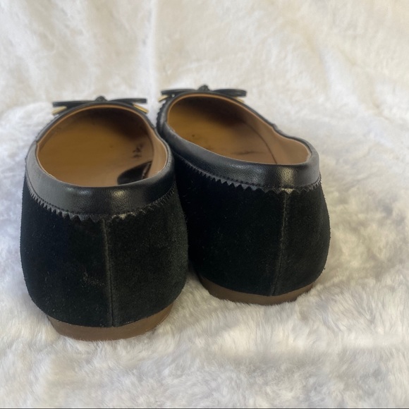 Lands End Black Faux Suede Black Bow Tie Flats - Picture 10 of 13